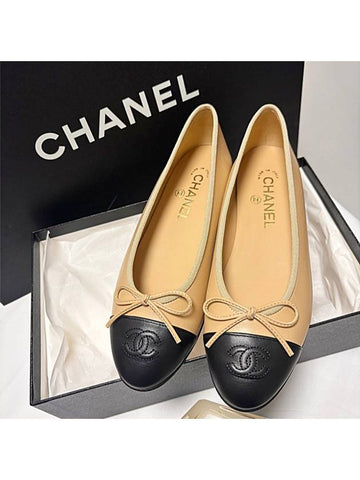 Ballerina Women s Shoes Flat Lambskin Beige Black G02819 X01000 - CHANEL - BALAAN 1