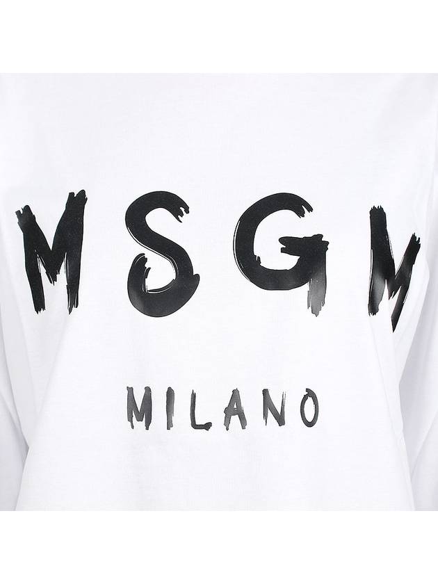 Milano Brushed Logo Cotton Long Sleeve T-Shirt White - MSGM - BALAAN 7