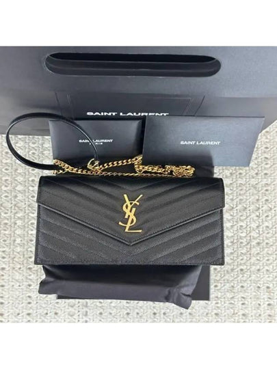 Women's Logo Envelope Chain Long Wallet Black - SAINT LAURENT - BALAAN 2