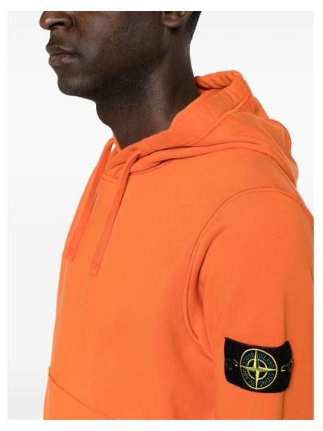 Logo Patch Drawstring Hoodie Orange - STONE ISLAND - BALAAN 3