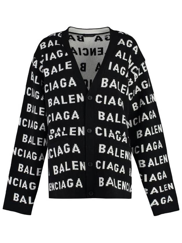 All-Over Logo Wool Cardigan Black - BALENCIAGA - BALAAN 2