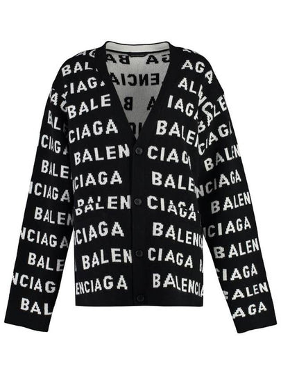 All-Over Logo Wool Cardigan Black - BALENCIAGA - BALAAN 2