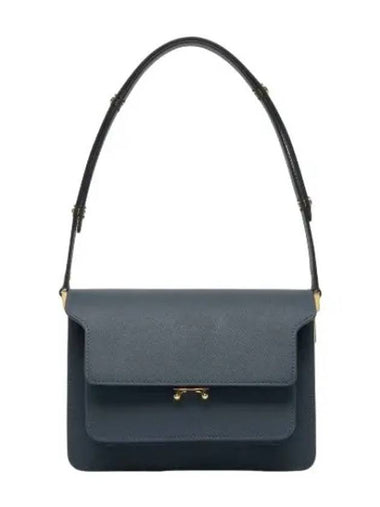 Medium Saffiano Trunk Shoulder Bag Orion Blue - MARNI - BALAAN 1