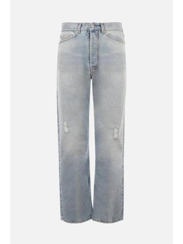 E men's denim pants jeans PMYA030E23DEN0044010 PA Monogram denim loose fit jeans - PALM ANGELS - BALAAN 1