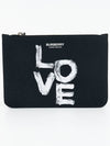 Love Print Cotton Twill Clutch Bag Black - BURBERRY - BALAAN.