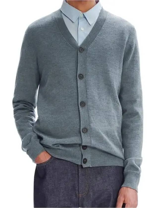 Samuel V-Neck Wool Cardigan Dark Grey - A.P.C. - BALAAN 3