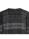 Donegal Tartan Stripe V-Neck Cardigan Grey - THOM BROWNE - BALAAN 7