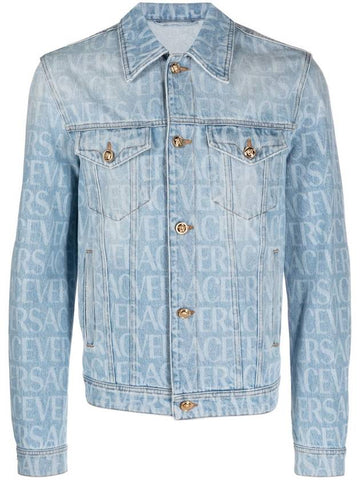 logo print denim jacket 10093551A07661 - VERSACE - BALAAN 1