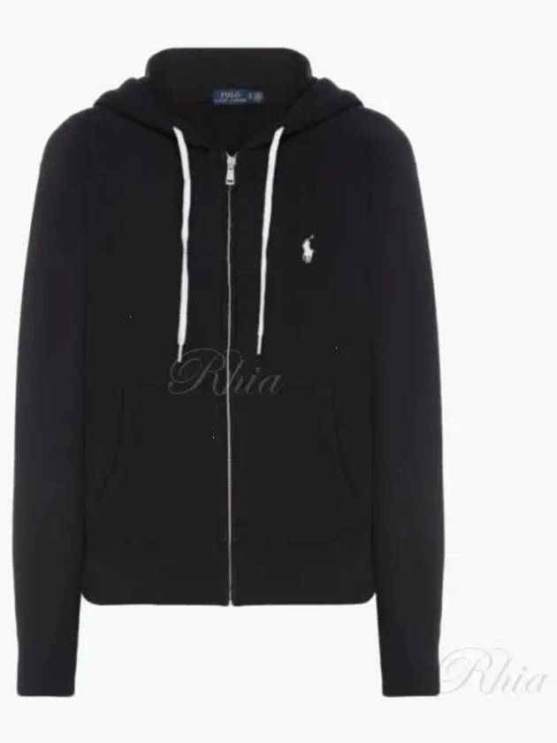 Embroidered Logo Zip Up Hoodie Black - POLO RALPH LAUREN - BALAAN 2