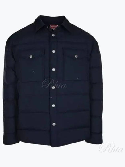 Quilted Padded Shirt Jacket Midnight Blue - KENZO - BALAAN 2