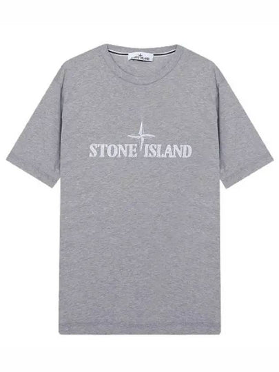 Stitches Two Embroidery Short Sleeve T-Shirt Melange Grey - STONE ISLAND - BALAAN 2