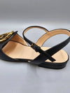 Women's Interlocking G Logo Leather Sandals Black - GUCCI - BALAAN 9