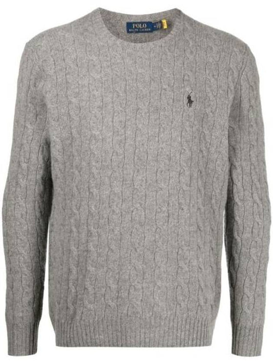 Embroid Logo Cable Knit Top Grey - POLO RALPH LAUREN - BALAAN 1