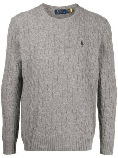 Embroid Logo Cable Knit Top Grey - POLO RALPH LAUREN - BALAAN 1