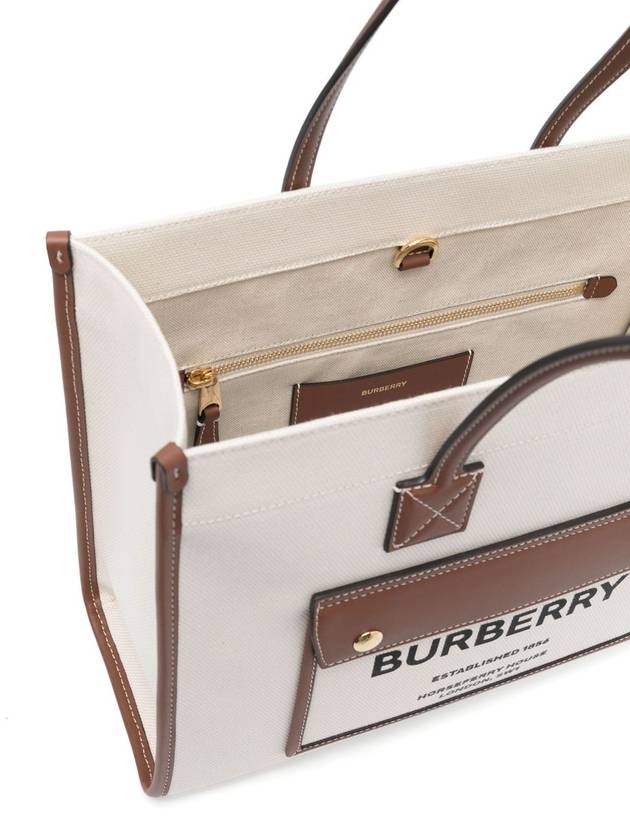 Freya Small Canvas Leather Tote Bag Natural Tan - BURBERRY - BALAAN 6