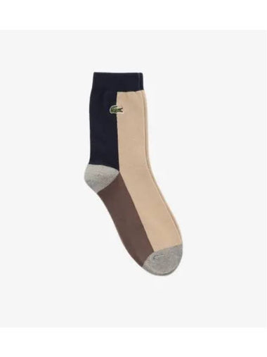 Men s Color Block Medium Neck Socks Navy - LACOSTE - BALAAN 1