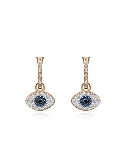 Evil Eye Hoop Earrings Blue Rose Gold - SWAROVSKI - BALAAN 2