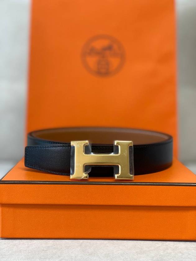 H Gold Buckle Reversible 32mm Leather Belt Noir Gold - HERMES - BALAAN 4