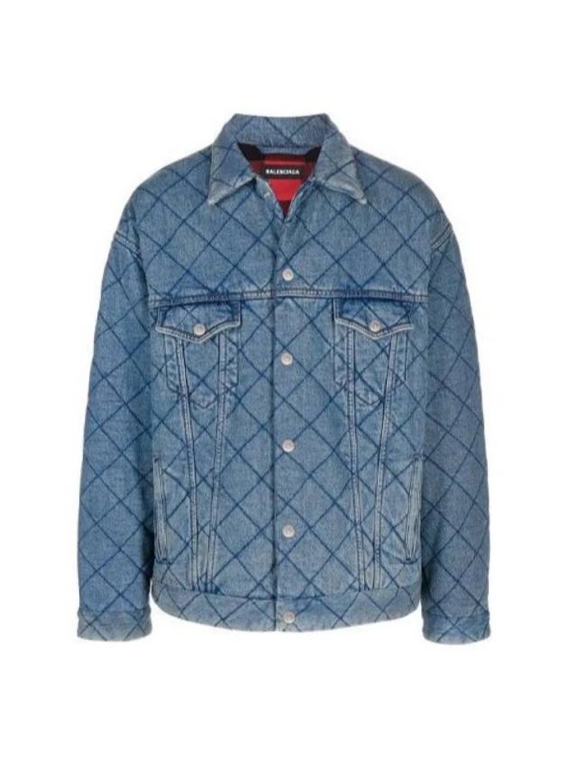 46 Men s Jacquard Oversized Quilted Padded Denim Trucker Jacket - BALENCIAGA - BALAAN 1