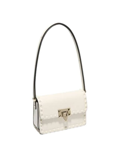 Small Rockstud Detail Leather Shoulder Bag White - VALENTINO - BALAAN 1