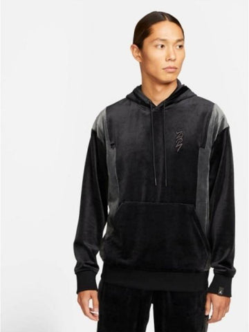 01-DJ5882-010-Jordan-Zion Velor Track Hooded T-shirt-Black - NIKE - BALAAN 1