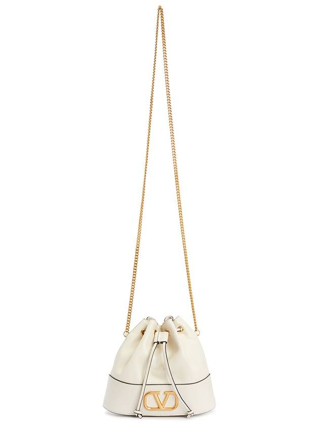 V Logo Signature Chain Mini Bucket Bag Light Ivory - VALENTINO - BALAAN 8