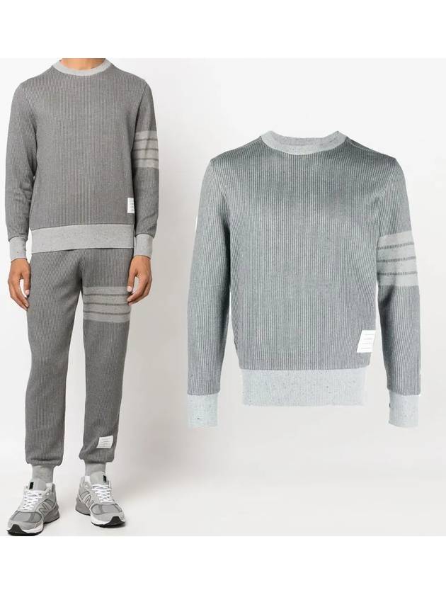 4 Bar Crew Neck Sweatshirt Grey - THOM BROWNE - BALAAN 2