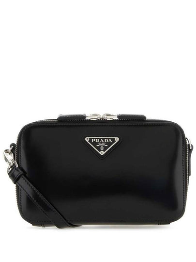 Brique Brushed Leather Messenger Bag Black - PRADA - BALAAN 2