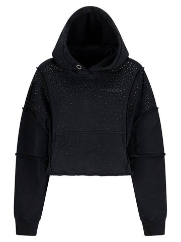 HOODIE CROP DOUBLE POCKETS STRASS - KHRISJOY - BALAAN 1