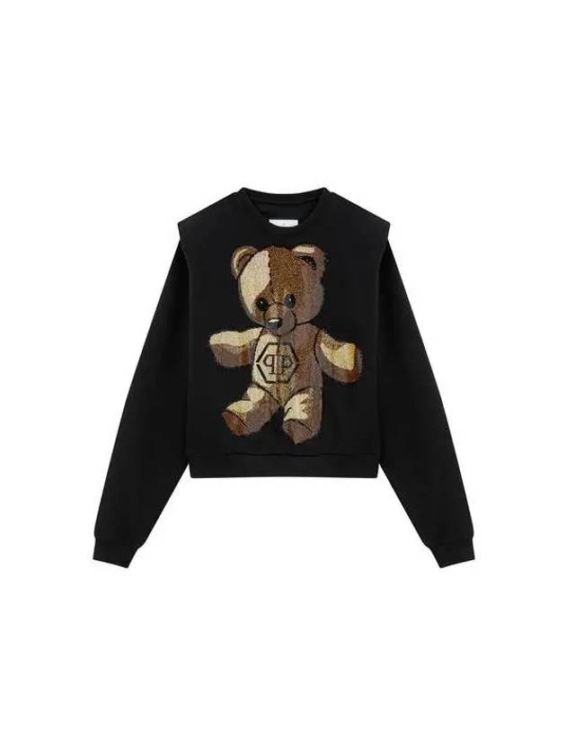 Women's Crystal Bear Shoulder Sweatshirt Black 270319 - PHILIPP PLEIN - BALAAN 1