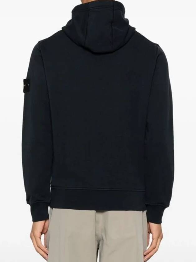 Organic Cotton Fleece Drawstring Hoodie Navy - STONE ISLAND - BALAAN 5