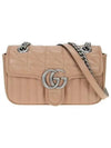 silver GG Marmont mini shoulder bag rose beige - GUCCI - BALAAN.