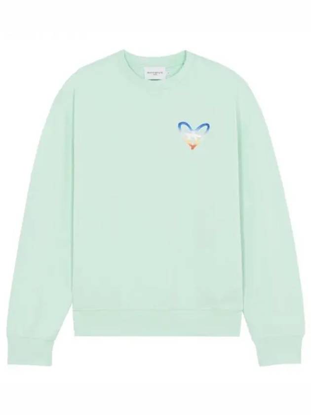 Gradient Heart Fox Crew Neck Cotton Sweatshirt Mist Green - MAISON KITSUNE - BALAAN 2