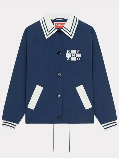 Women's Sailor Embroidered Logo Wide Neckline Jacket Navy - KENZO - BALAAN 2