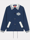 Women's Sailor Embroidered Logo Wide Neckline Jacket Navy - KENZO - BALAAN 3