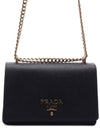 Saffiano Pocono Chain Shoulder Bag Black Gold - PRADA - BALAAN 3