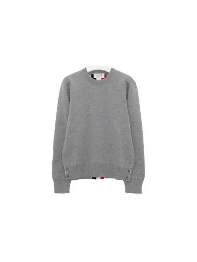 Center Back Striped Stitch Merino Wool Knit Top Grey - THOM BROWNE - BALAAN 2