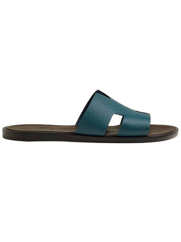 Izmir Sandals Slippers Bleu Canard Marron Ebene - HERMES - BALAAN 1