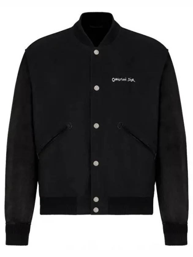 Tag Wool Blend Varsity Jacket Black - DIOR - BALAAN 2