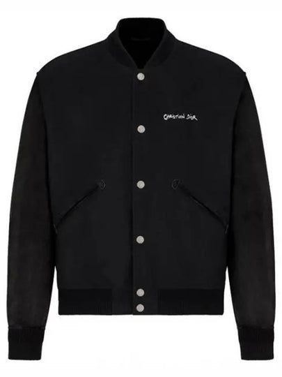 Tag Wool Blend Varsity Jacket Black - DIOR - BALAAN 2