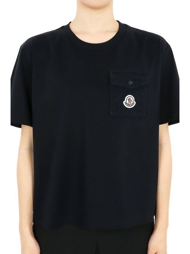 Moncler Women s Logo Patch Pocket Short Sleeve Black Navy 8C00022 89AI9 778 - MONCLER - BALAAN 2