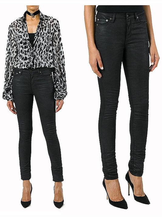 Saint Laurent Women's Coated Skinny Jeans 483881 - SAINT LAURENT - BALAAN 1