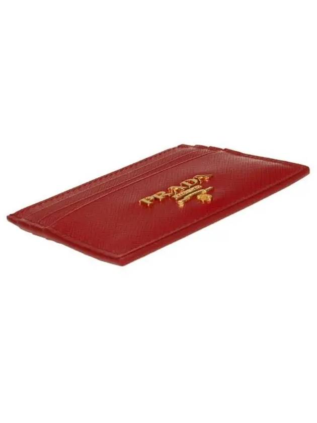 Metal Logo Saffiano Card Wallet Red - PRADA - BALAAN 6