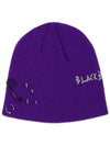 BBD Embroth Logo Piercing Beanie Purple - BLACKBLOND - BALAAN 2