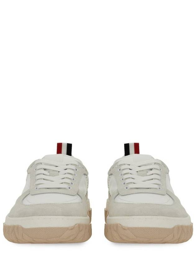 Letterman Panel Lace-Up Low-Top Sneakers White - THOM BROWNE - BALAAN 5