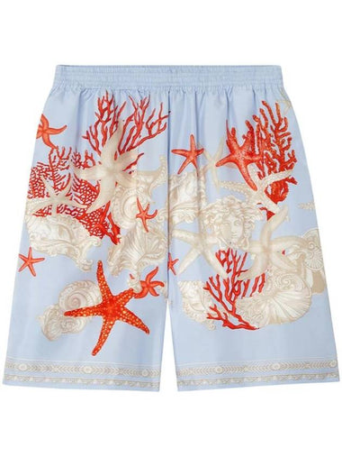 Barocco Sea Print Silk Shorts 10024761A11093 - VERSACE - BALAAN 1