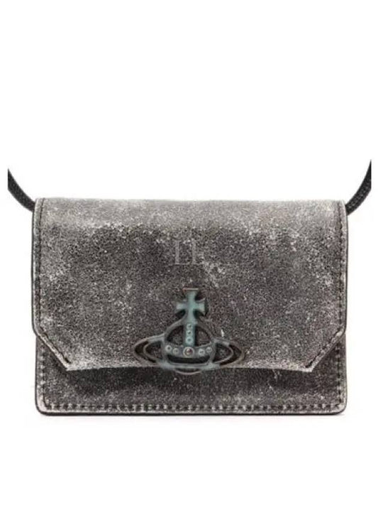 108140 Distressed Card Holder Strap 5112001BU L006F P401 - VIVIENNE WESTWOOD - BALAAN 1