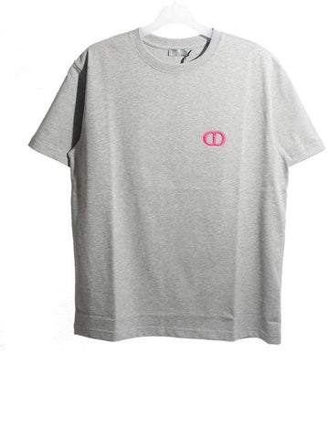 Pink CD Icon Casual Fit Short Sleeve T-Shirt Grey - DIOR - BALAAN 1