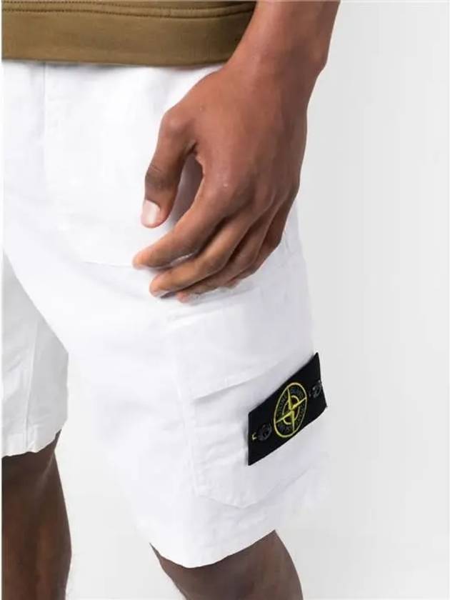 Wappen Patch Flap Pocket Cargo Shorts White - STONE ISLAND - BALAAN 3