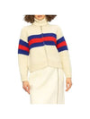 Web Stripe Zip-Up Cardigan Cream - GUCCI - BALAAN 4